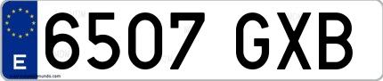 Ejemplo de matrícula española 6507 GXB