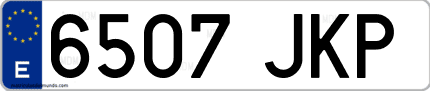 Ejemplo de matrícula de coche ordinaria 6507 JKP