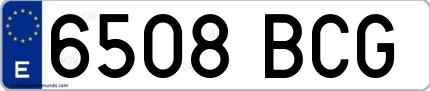 Ejemplo de matrícula española 6508 BCG