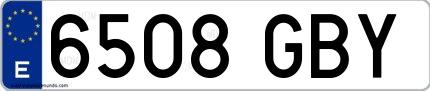 Ejemplo de matrícula española 6508 GBY
