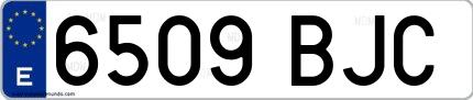 Ejemplo de matrícula española 6509 BJC