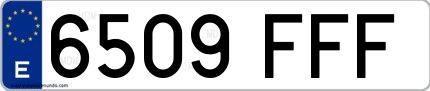 Ejemplo de matrícula española 6509 FFF