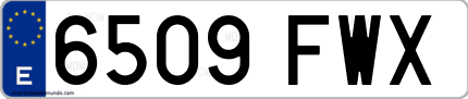 Ejemplo de matrícula de coche ordinaria 6509 FWX