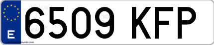 Ejemplo de matrícula de coche ordinaria 6509 KFP