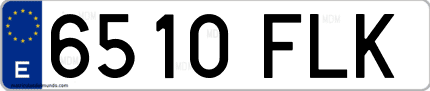 Ejemplo de matrícula de coche ordinaria 6510 FLK