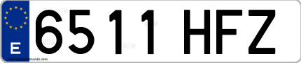 Ejemplo de matrícula de coche ordinaria 6511 HFZ