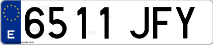 Ejemplo de matrícula de coche ordinaria 6511 JFY