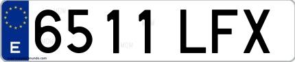 Ejemplo de matrícula española 6511 LFX