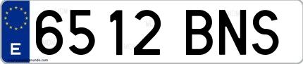 Ejemplo de matrícula española 6512 BNS