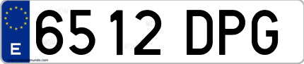 Ejemplo de matrícula de coche ordinaria 6512 DPG