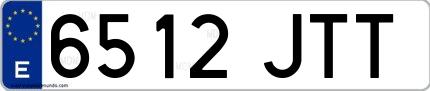 Ejemplo de matrícula española 6512 JTT