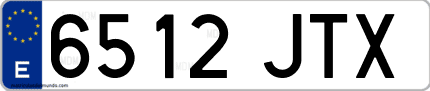 Ejemplo de matrícula de coche ordinaria 6512 JTX
