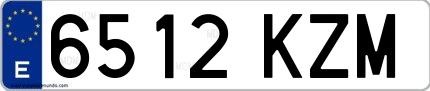 Ejemplo de matrícula española 6512 KZM