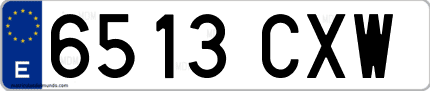 Ejemplo de matrícula de coche ordinaria 6513 CXW