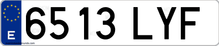 Ejemplo de matrícula de coche ordinaria 6513 LYF