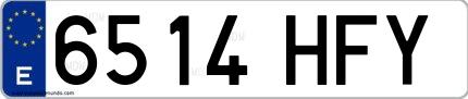Ejemplo de matrícula española 6514 HFY