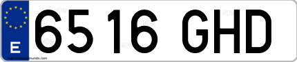 Ejemplo de matrícula de coche ordinaria 6516 GHD