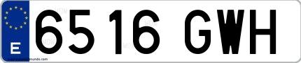 Ejemplo de matrícula española 6516 GWH