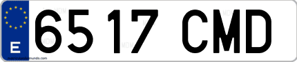Ejemplo de matrícula de coche ordinaria 6517 CMD
