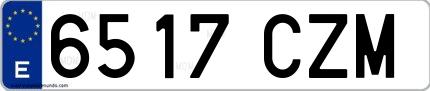 Ejemplo de matrícula de coche ordinaria 6517 CZM