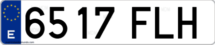 Ejemplo de matrícula de coche ordinaria 6517 FLH