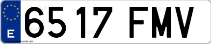 Ejemplo de matrícula de coche ordinaria 6517 FMV