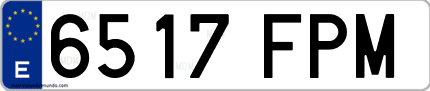 Ejemplo de matrícula de coche ordinaria 6517 FPM