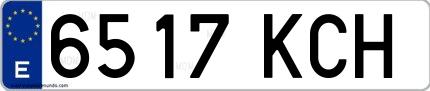 Ejemplo de matrícula de coche ordinaria 6517 KCH
