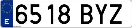 Ejemplo de matrícula española 6518 BYZ