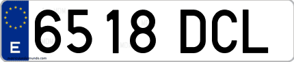 Ejemplo de matrícula de coche ordinaria 6518 DCL