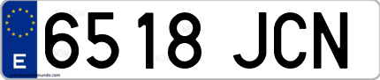 Ejemplo de matrícula de coche ordinaria 6518 JCN