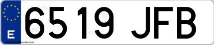 Ejemplo de matrícula española 6519 JFB