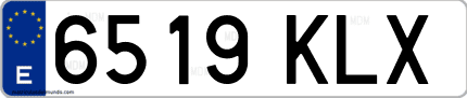 Ejemplo de matrícula de coche ordinaria 6519 KLX