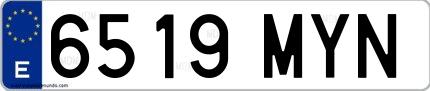 Ejemplo de matrícula española 6519 MYN