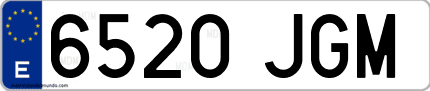 Ejemplo de matrícula de coche ordinaria 6520 JGM