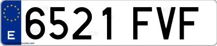 Ejemplo de matrícula española 6521 FVF