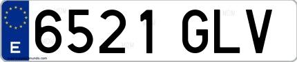 Ejemplo de matrícula española 6521 GLV
