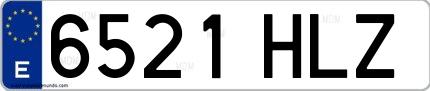 Ejemplo de matrícula española 6521 HLZ
