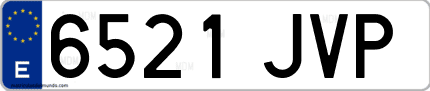 Ejemplo de matrícula de coche ordinaria 6521 JVP