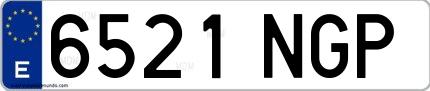 Ejemplo de matrícula española 6521 NGP
