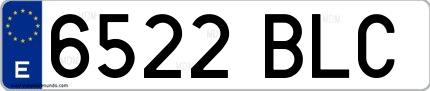 Ejemplo de matrícula de coche ordinaria 6522 BLC