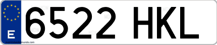 Ejemplo de matrícula de coche ordinaria 6522 HKL