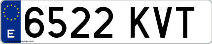 Ejemplo de matrícula de coche ordinaria 6522 KVT