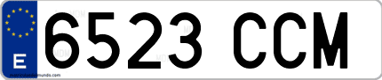 Ejemplo de matrícula de coche ordinaria 6523 CCM