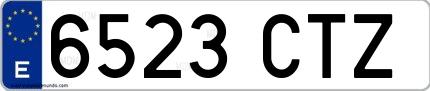 Ejemplo de matrícula española 6523 CTZ