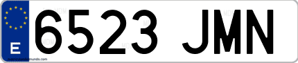 Ejemplo de matrícula de coche ordinaria 6523 JMN
