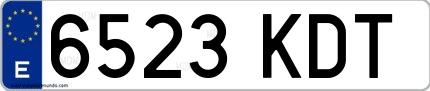 Ejemplo de matrícula española 6523 KDT