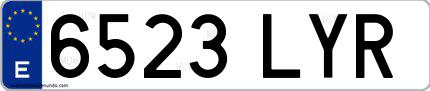 Ejemplo de matrícula española 6523 LYR