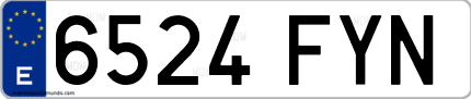 Ejemplo de matrícula de coche ordinaria 6524 FYN