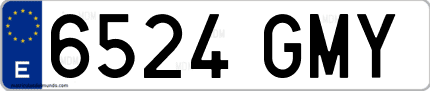 Ejemplo de matrícula de coche ordinaria 6524 GMY